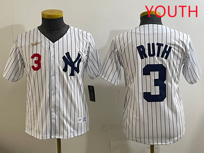 Youth New York Yankees #3 Ruth White 2025 Nike MLB jersey style 44